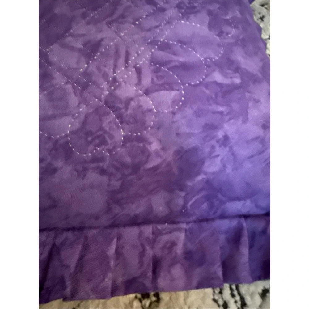 Set Of Two Purple Quilted Ruffled Pillows With Removable Covers Homemade 17x17